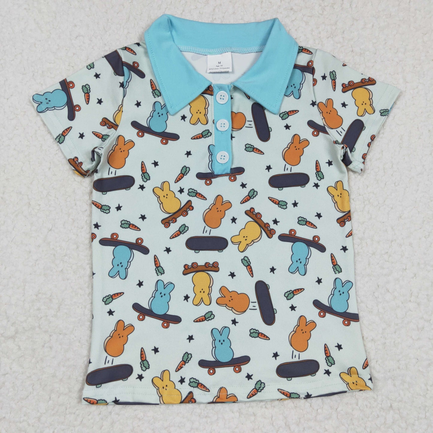 BT0170 Boys Easter Bunny Skateboard Carrot Short Sleeve Top