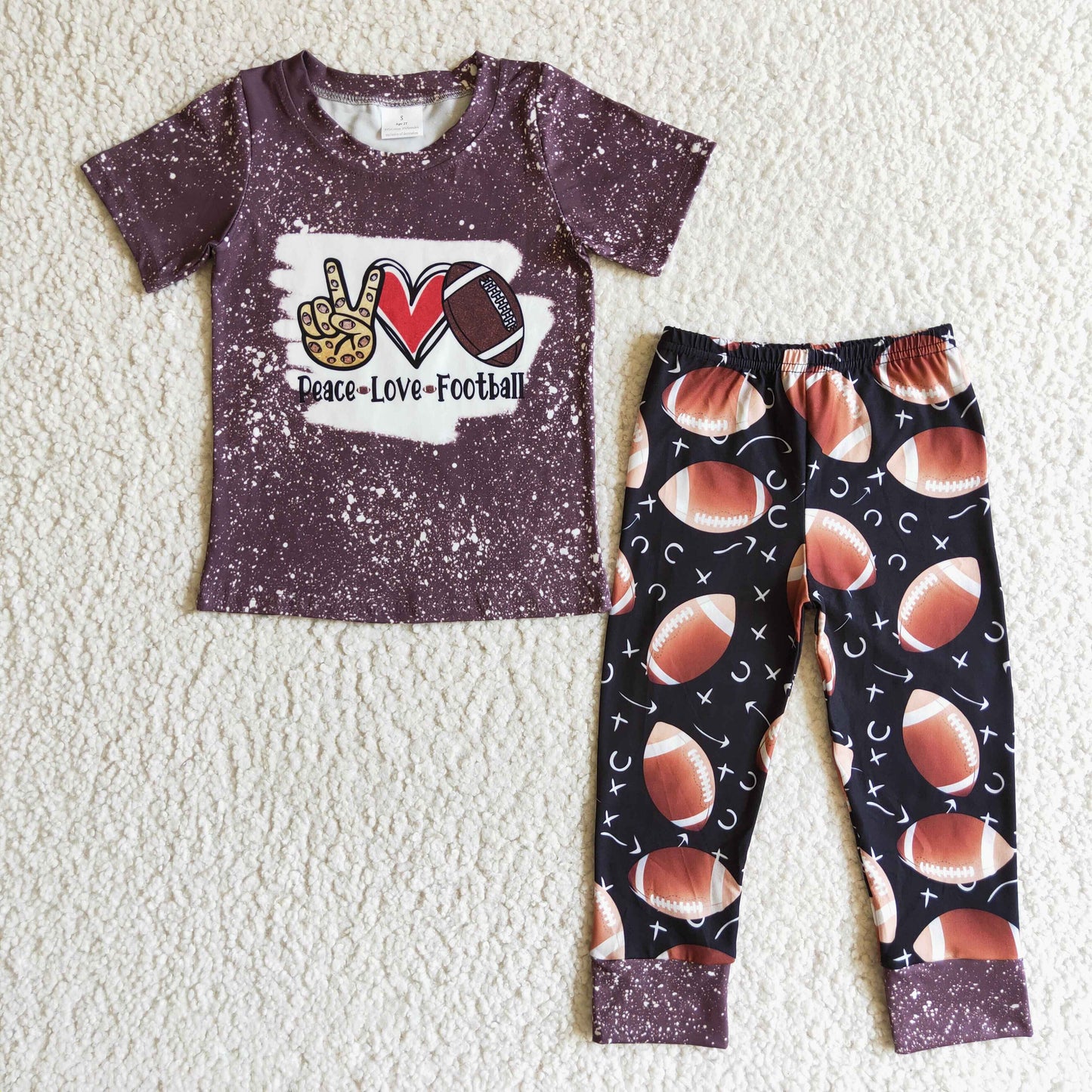 BSPO0035 Kids Clothing Boys Short Sleeve Top And Long Pants Football Print