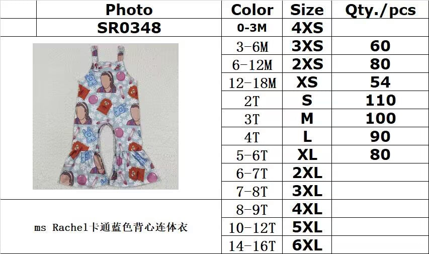 SR0348ms Rachel cartoon blue tank top jumpsuit