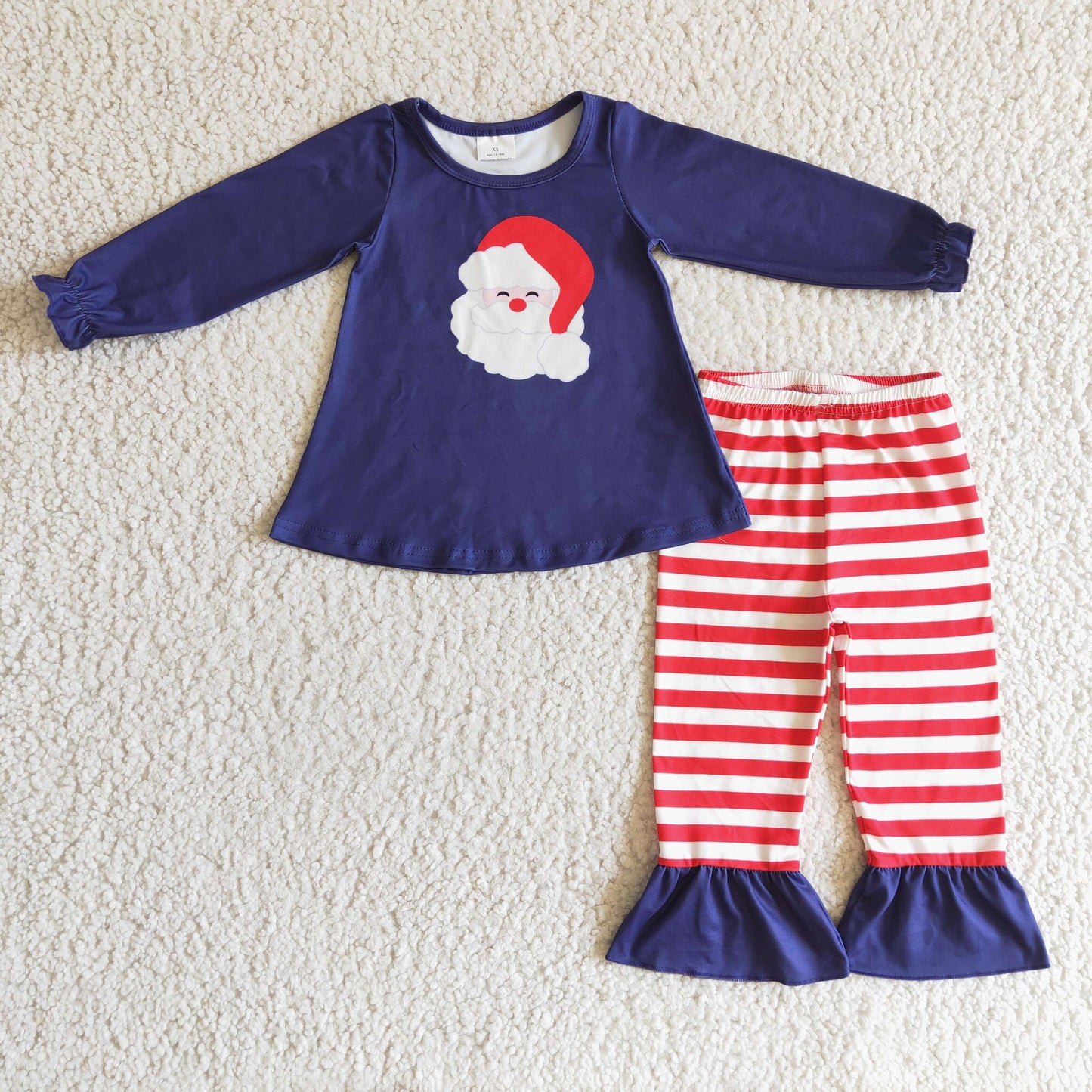 GLP0249 Kids Christmas Clothing Girls Long Sleeve Top And Long Pants Pajamas Santa Claus Print