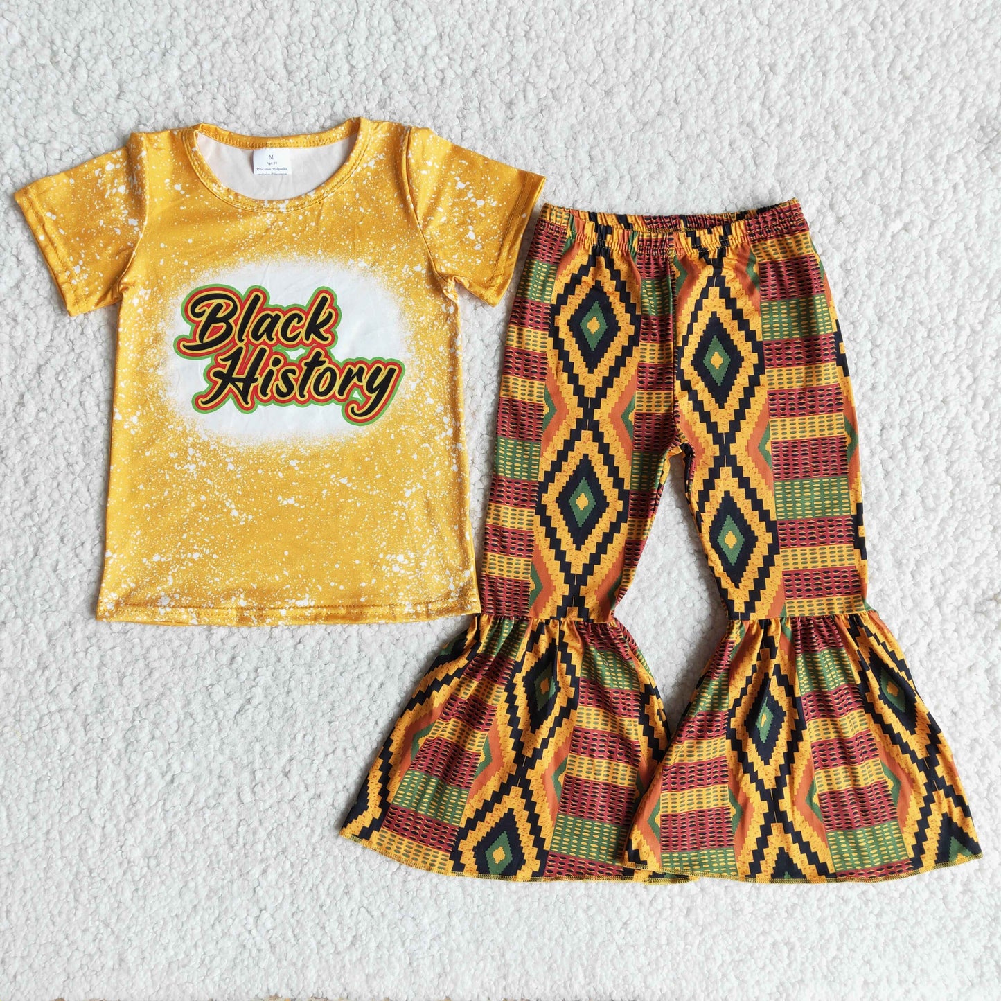 yellow black history long pants set