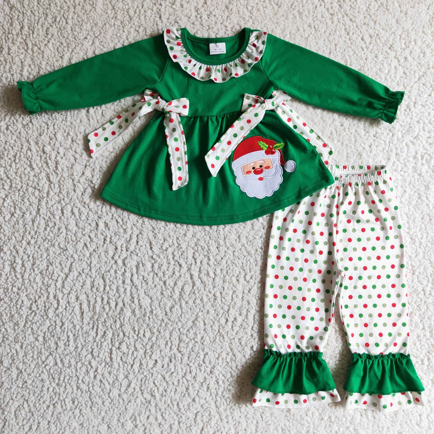 GLP0163 girls christmas outfit long sleeve and long pants Santa Claus print