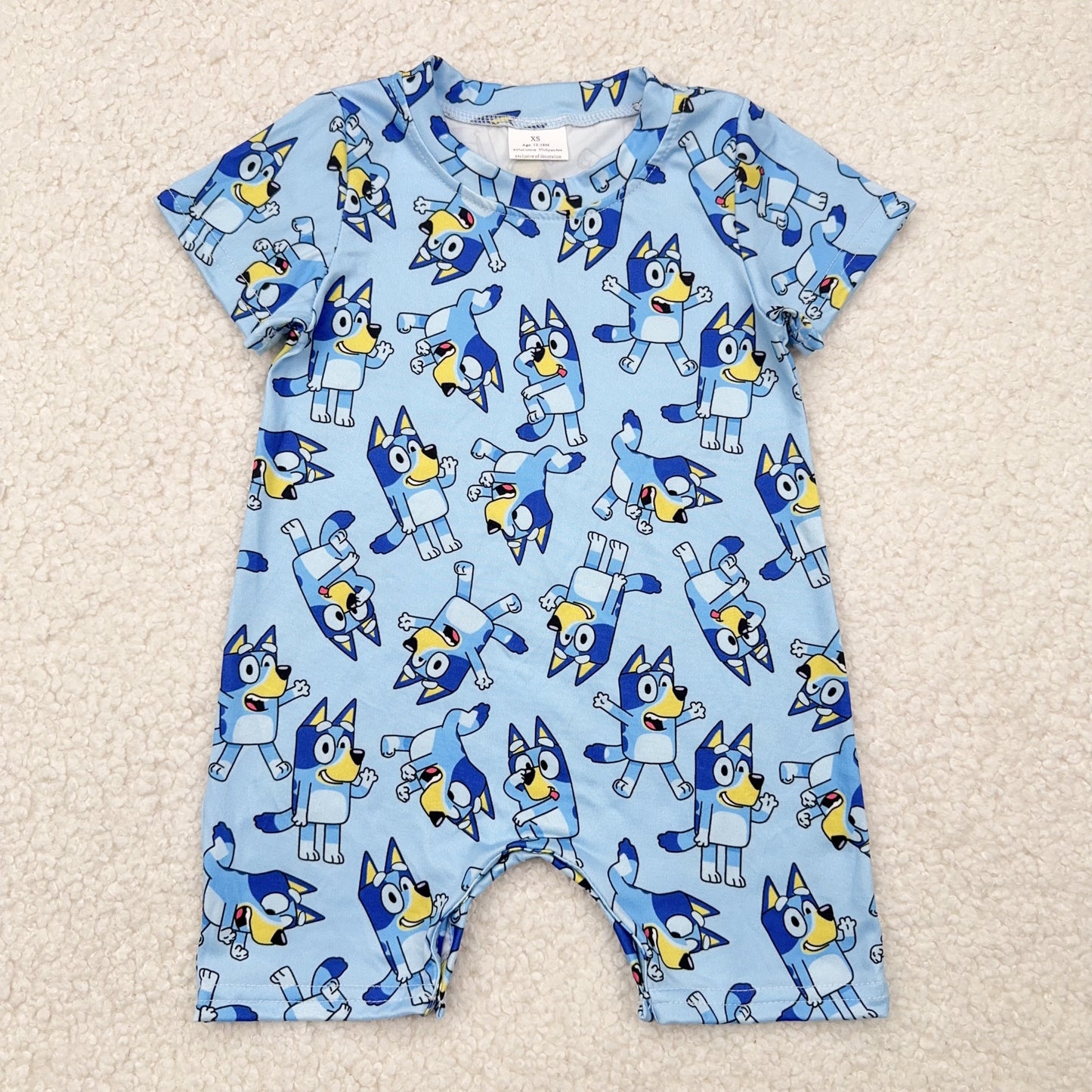 RTS SALES NO MOQ4.19 	 蓝色布鲁伊蓝底连体衣Blue Blue Bodysuit