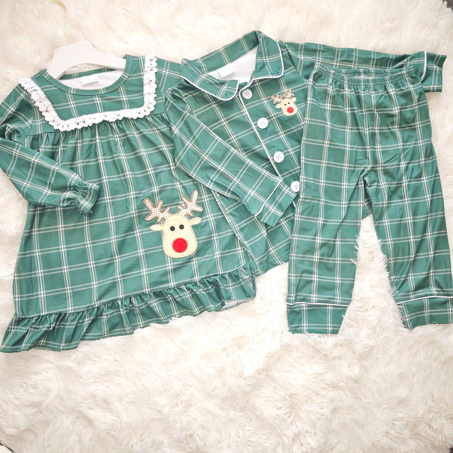 RTS NO MOQ Sibling Baby girls clothes embroidery Christmas long-sleeved trousers suits and dress