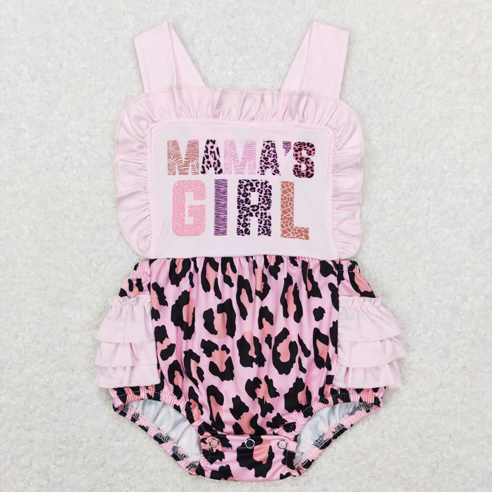 Baby Girls Mama's Girl Pink Leopard Straps Ruffle Sibling Clothing