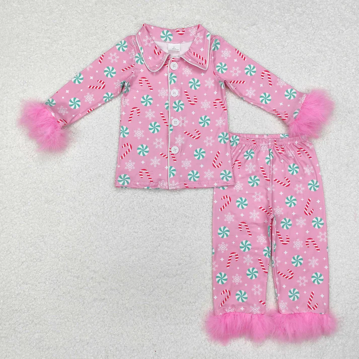 RTS NO MOQ Sibling baby girl clothes Christmas bow Plush long sleeve pants Sets