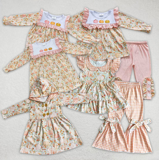 RTSPumpkin Embroidery Flowers Halloween Pumpkin Embroidery Matching Set