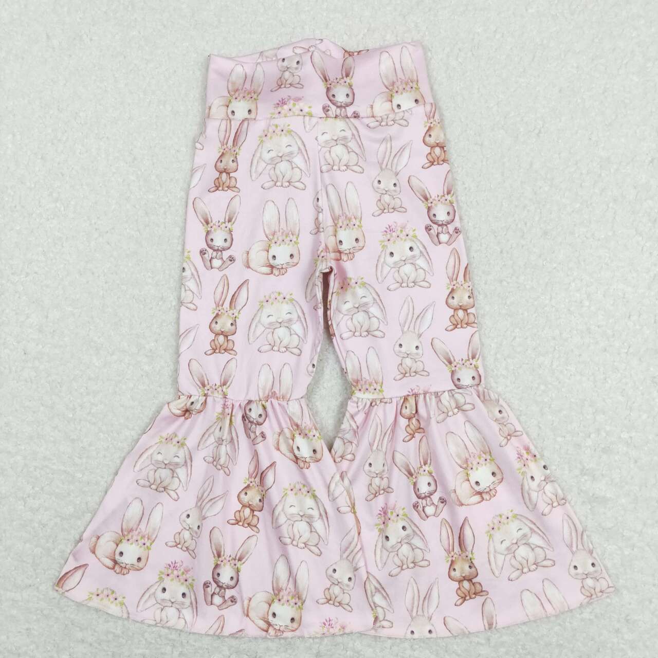 P0387 Flower bunny fur ball tail pink trousers