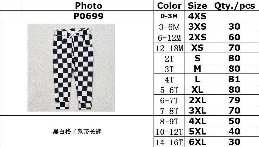 RTS NO MOQ ETA 5/7days arrived P0699 Black and white plaid lace-up trousers