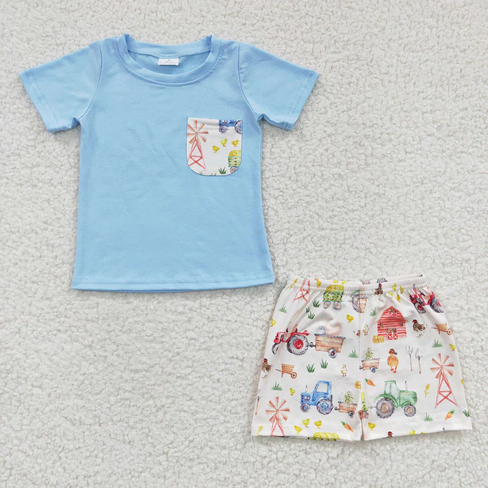 RTS NO MOQ baby boys Clothes short sleeve shorts Sets