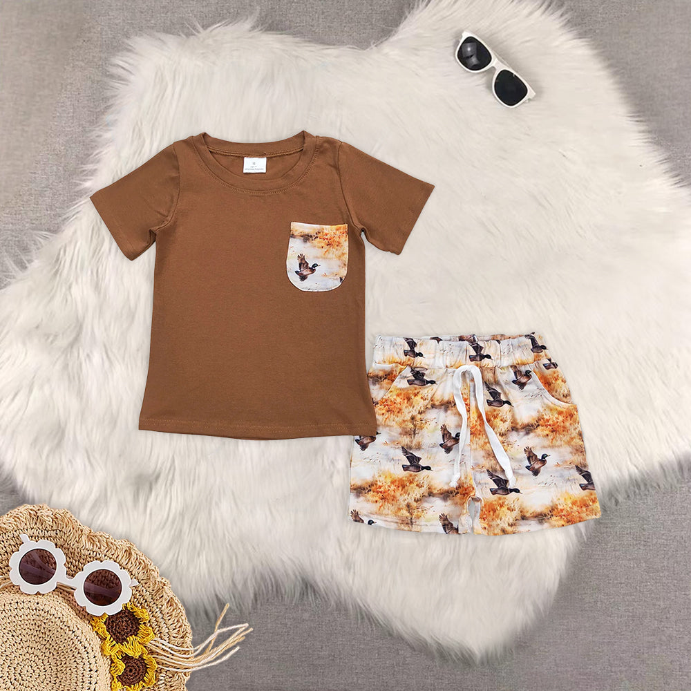 RTS NO MOQ boy clothes camouflage short-sleeved shorts suit & short-sleeved sets