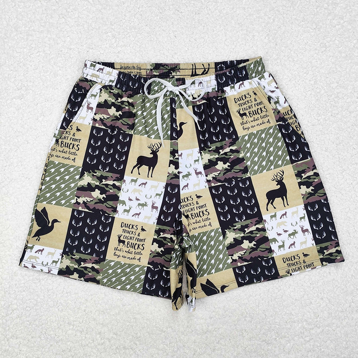 RTS NO MOQ Daddy and Me Baby Boys Green Deers Camouflage Trunks Bottoms Swimsuits