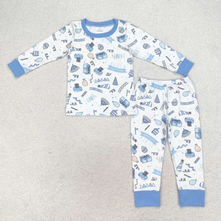 RTS NO MOQ Baby Girls Boys Sibling Birthday Shirt Pants Pajamas Clothes Sets