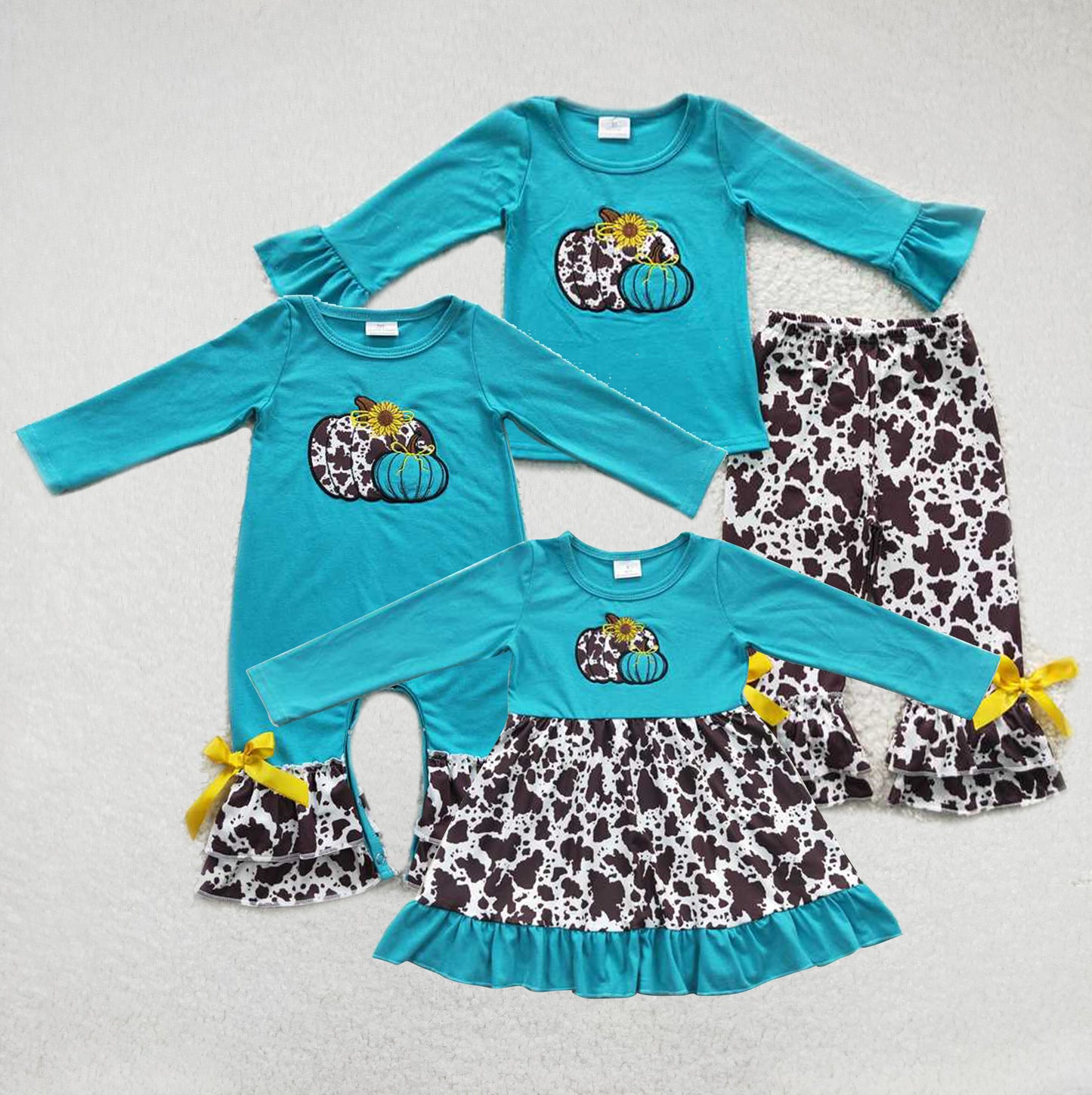 RTS Embroidered Pumpkin Halloween Leopard Brown Leopard Gemstone Color Matching Set