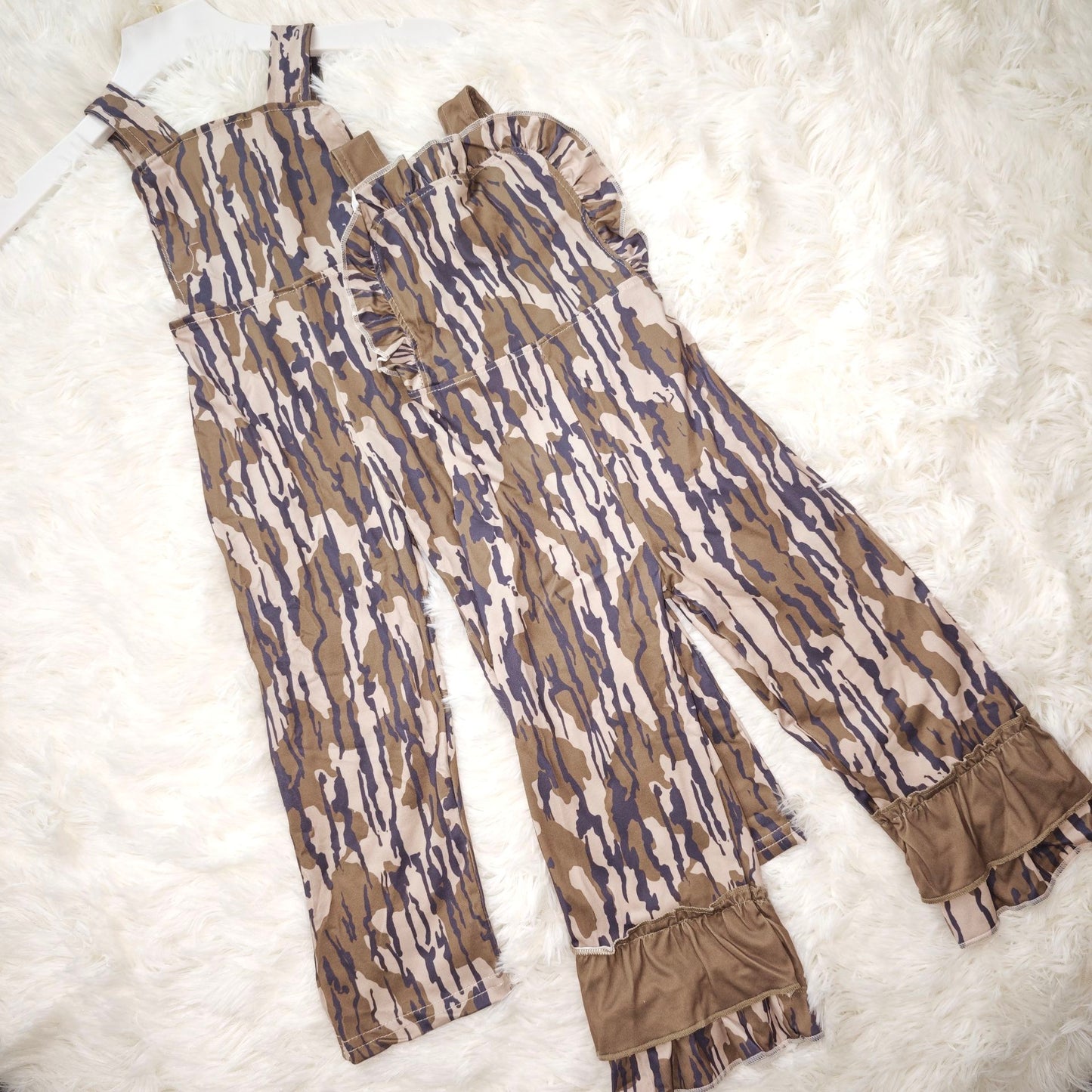 RTS NO MOQ Sibling Baby Boys and Girls Brown Camouflage OverallsJumpsuits