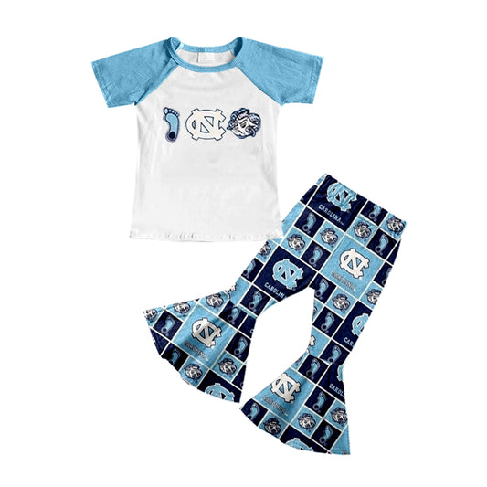 Deadline February 8 Team baby girls sets Summer short sleeve trousers suit blue sets