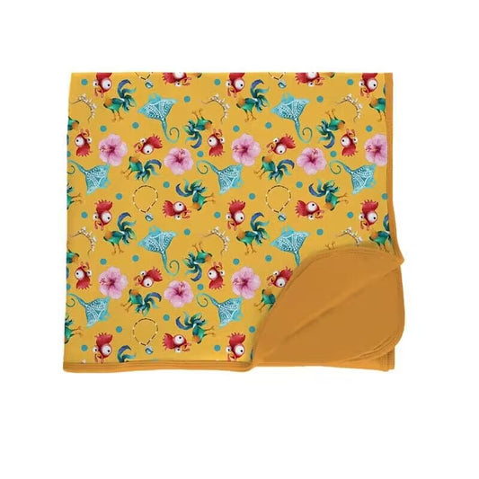 custom moq 5 eta 6-7week floral orange baby newborn blanket