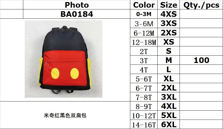 RTS no moq BA0184 Mickey red and black backpack