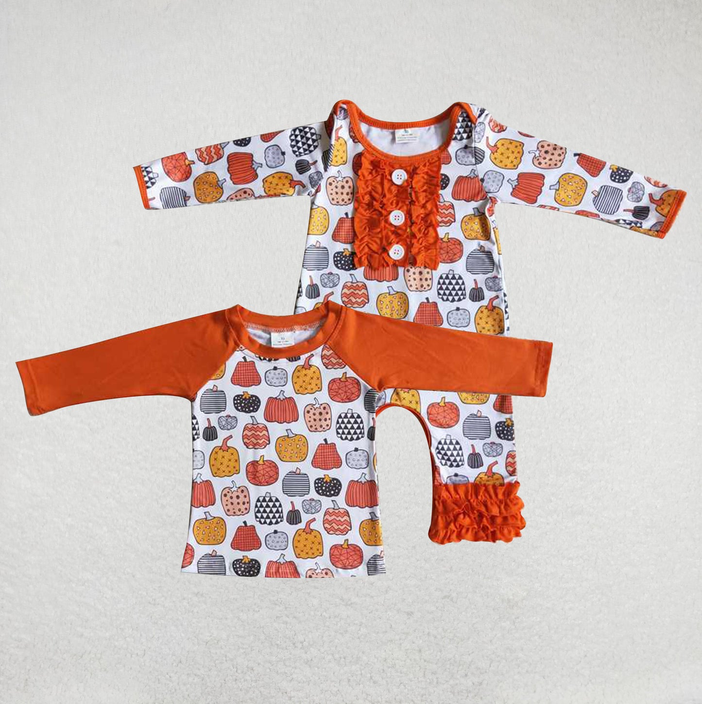 RTS Pumpkin Top and Romper Orange Top