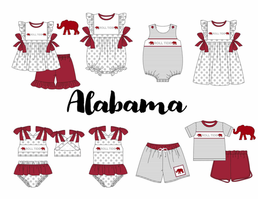 Custom summer teams baby girls clothes sets dress romper swimsuit swim trunks