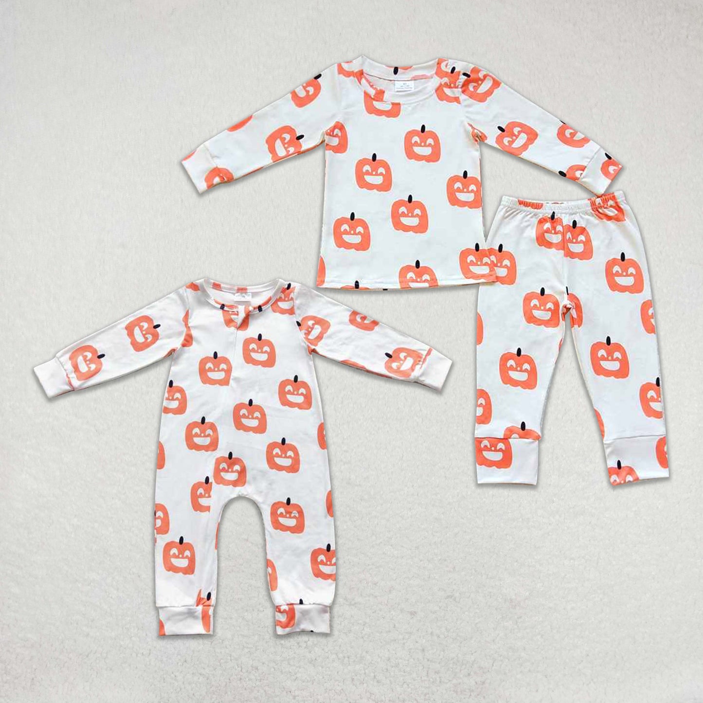 RTS Pumpkin Pajamas Boys Halloween Romper Matching