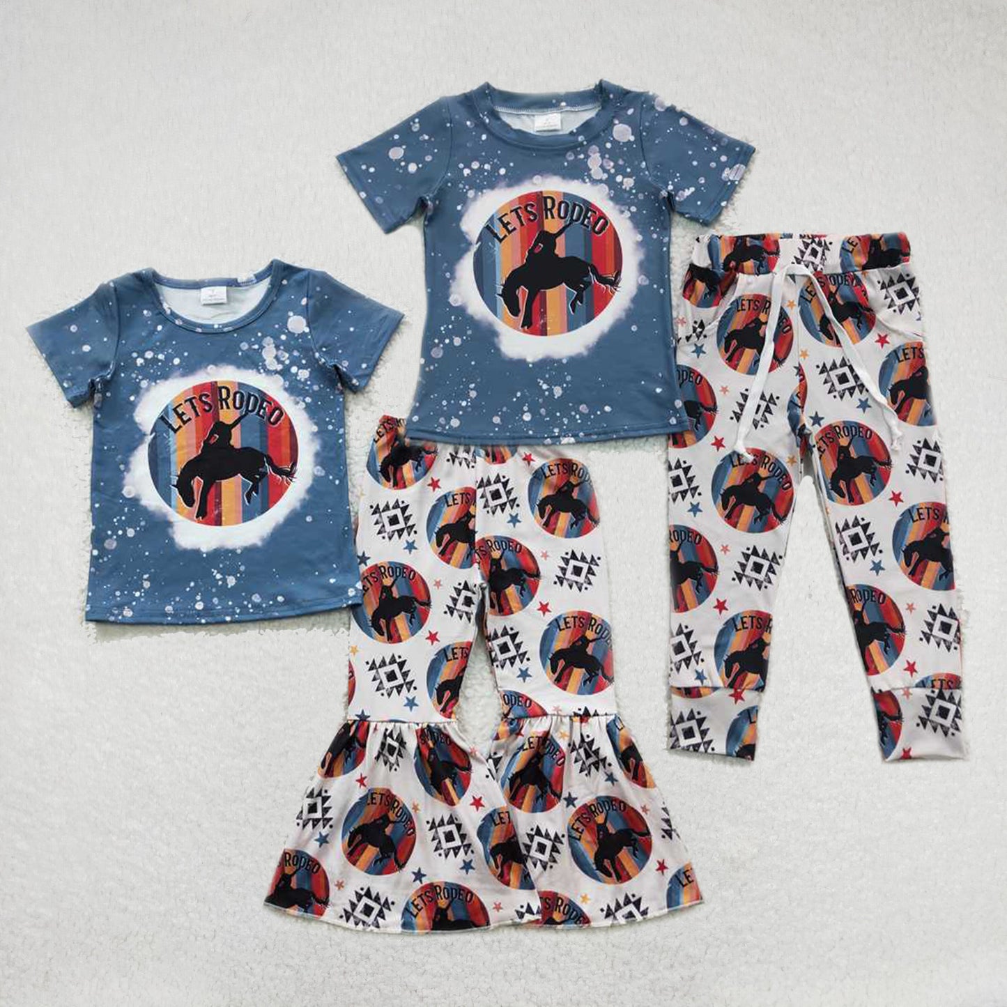 Baby Girls boys LETSRODO prints blue boys and girls set Family siblings set