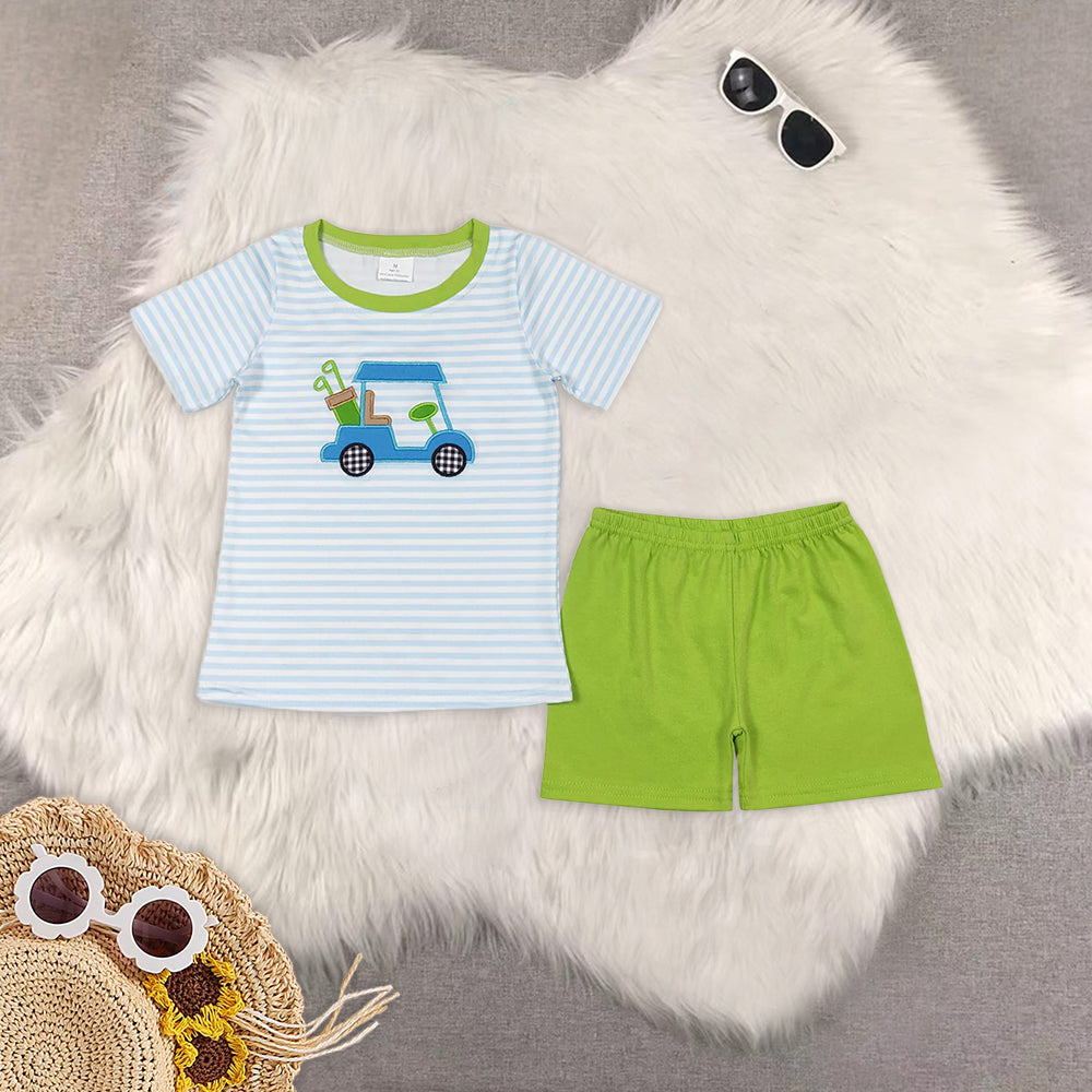 RTS NO MOQ Embroidery short-sleeved shorts suit & short-sleeved sets and romper