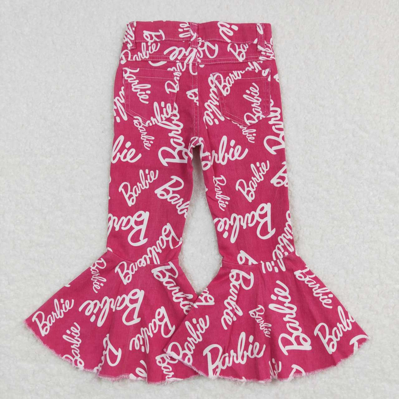 P0295 barbie letter rose red denim trousers