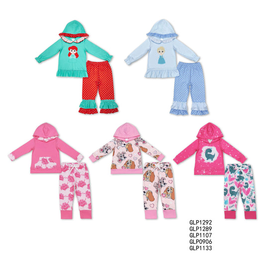 Baby Girls Princess and animal Hooded Top Ruffles Pants Clothes Sets