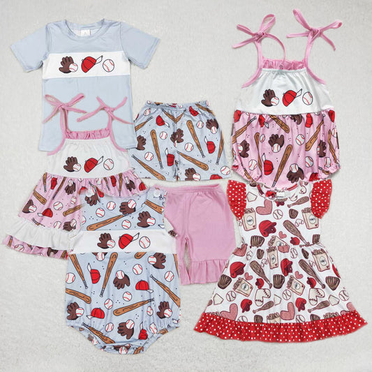 Baby Kids baseball Summer Embroidery Sibling Rompers Clothes Set