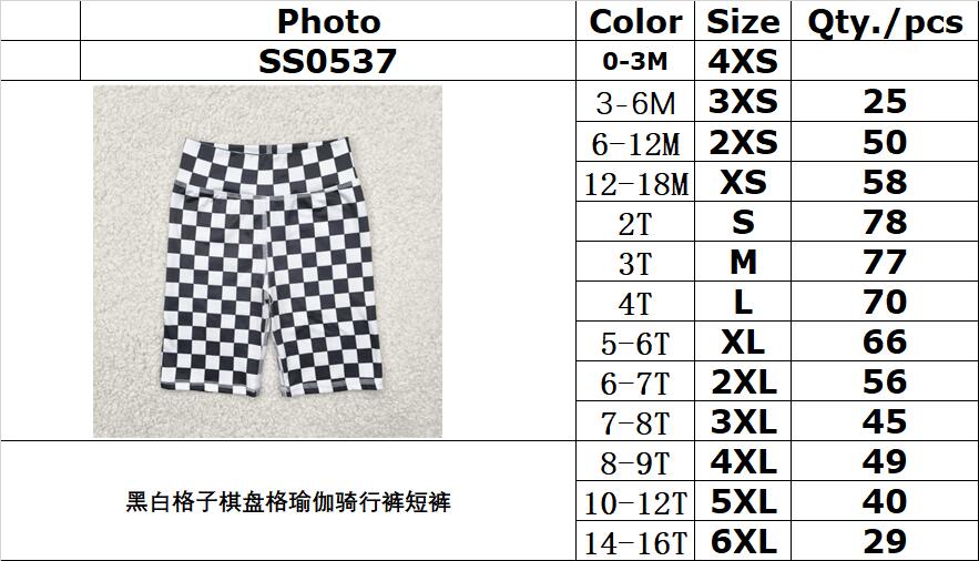 RTS NO MOQ SS0537 Black and white checkered checkered yoga cycling shorts