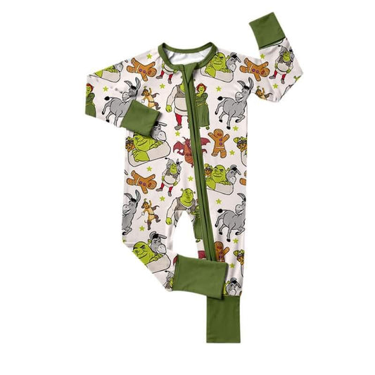 custom moq 5 eta 6-7 weeks baby boys clothes cartoon green long sleeve summer romper