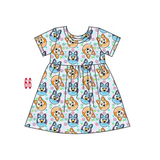 custom moq 5 eta 4-6 weeks Girls baby girls clothes HEELER BONUTS blue short sleeve summer skirt