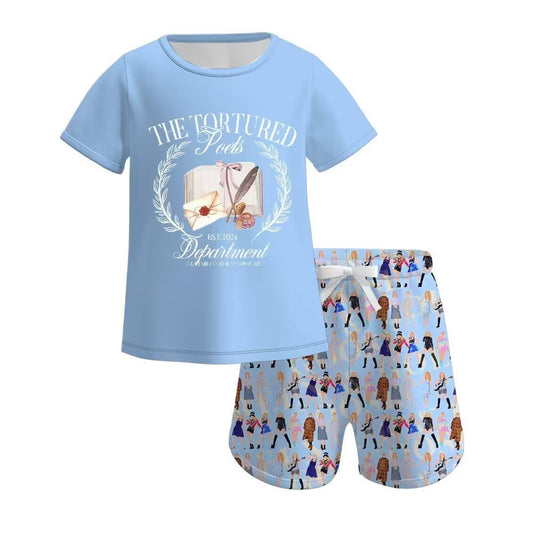 custom moq 5 eta 4-5 weeks baby boys clothes taylor swift blue top shorts summer outfit