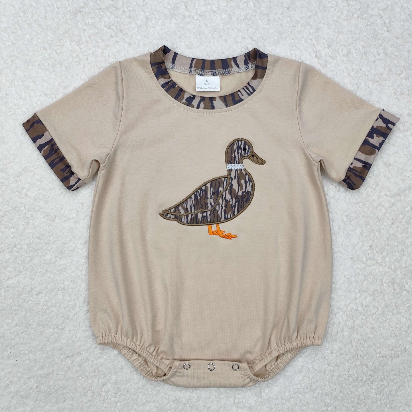 RTS NO MOQ ETA 5/7days arrived SR2392 Embroidered camouflage duck short sleeve jumpsuit