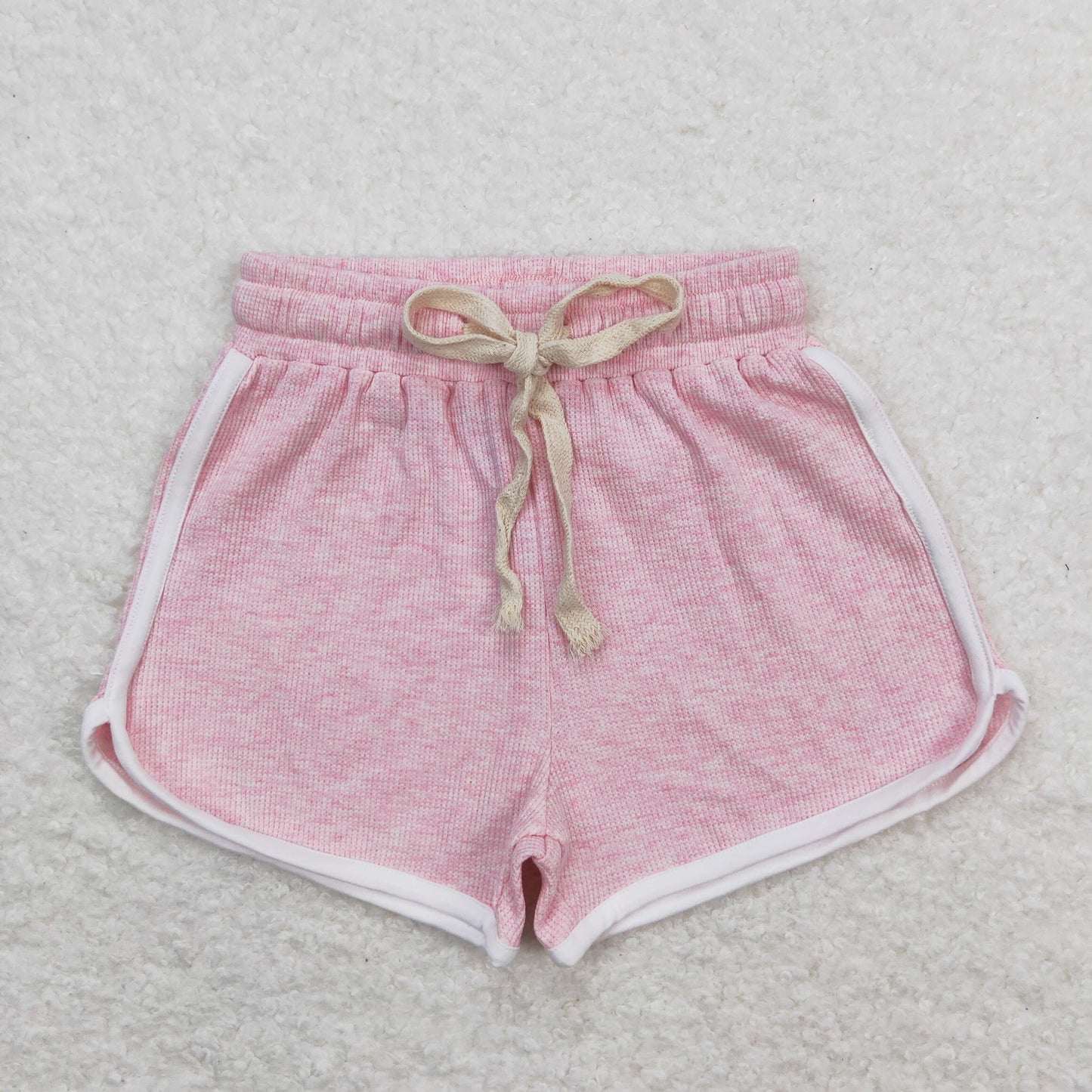 SS0319 Pink and white waffle shorts