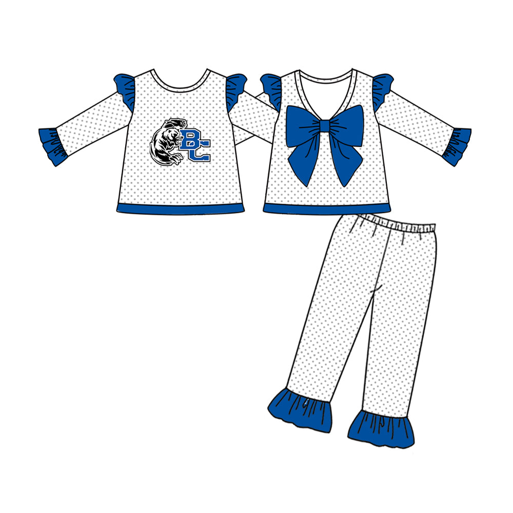 Deadline July 25 Blue Team Girls with bow girls top with pants sets