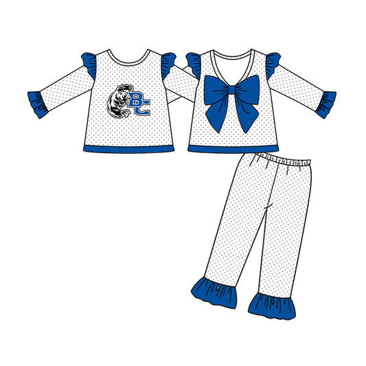 Deadline July 25 Blue Team Girls with bow girls top with pants sets