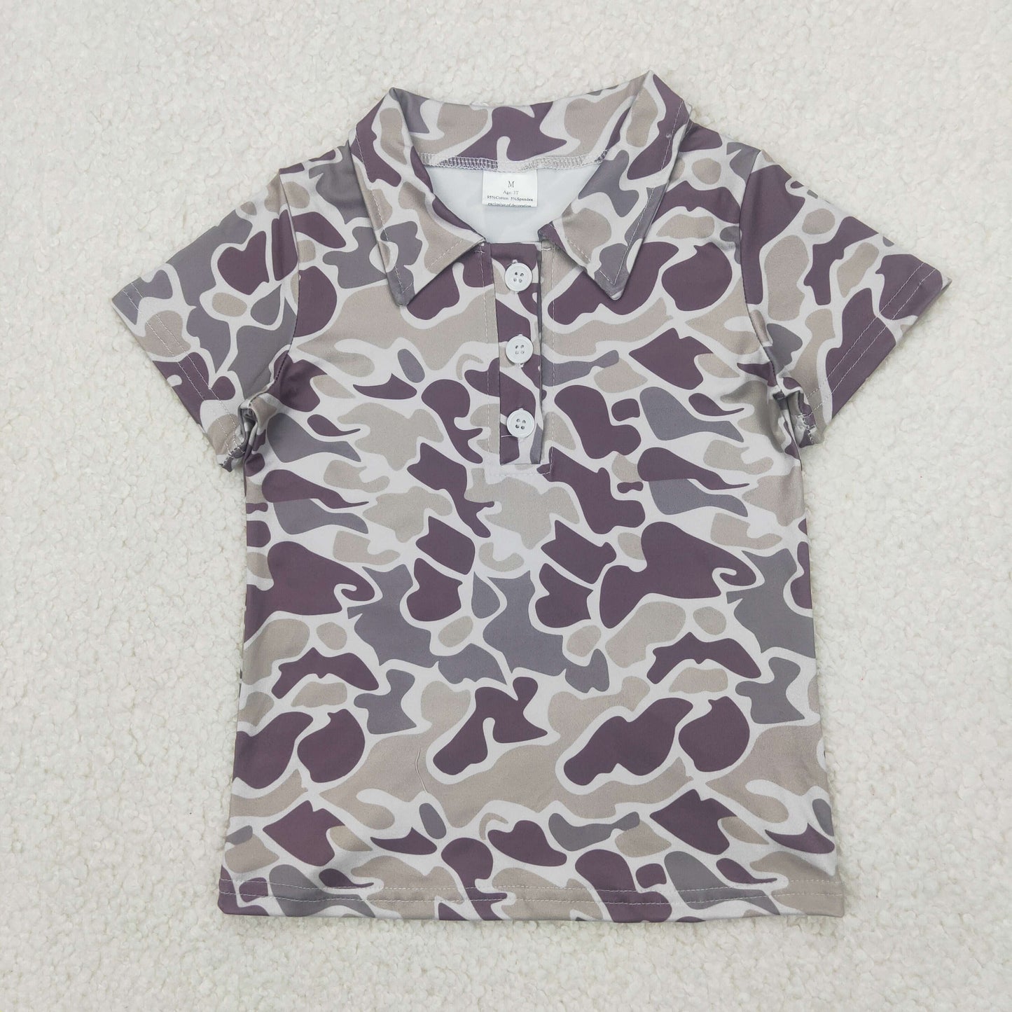 RTS NO MOQ BT1211 Camouflage collar button short sleeve top