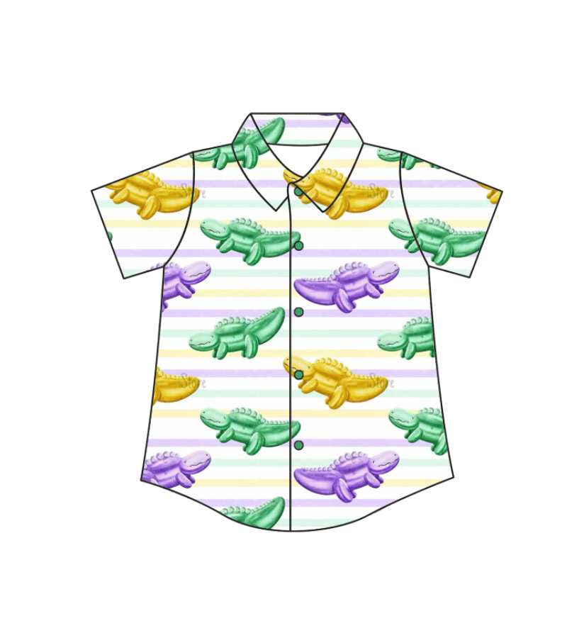 Carnival Dinosaur Mardi Gras summer boys top  t-shirts