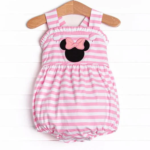 Deadline: February 9 close custom no moq Girls Pink Stripes Summer Girls Romper