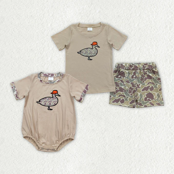 Baby Boys Khaki Camo Duck Sibling Brother Clothes Sets