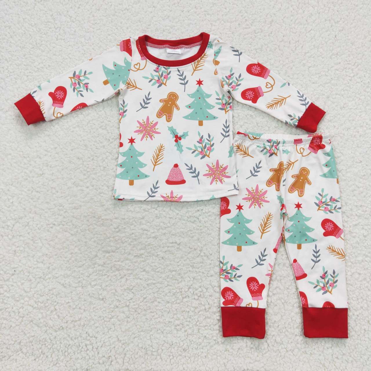 BLP0264 Boys Christmas Tree Gingerbread Man Long Sleeve Pant Set