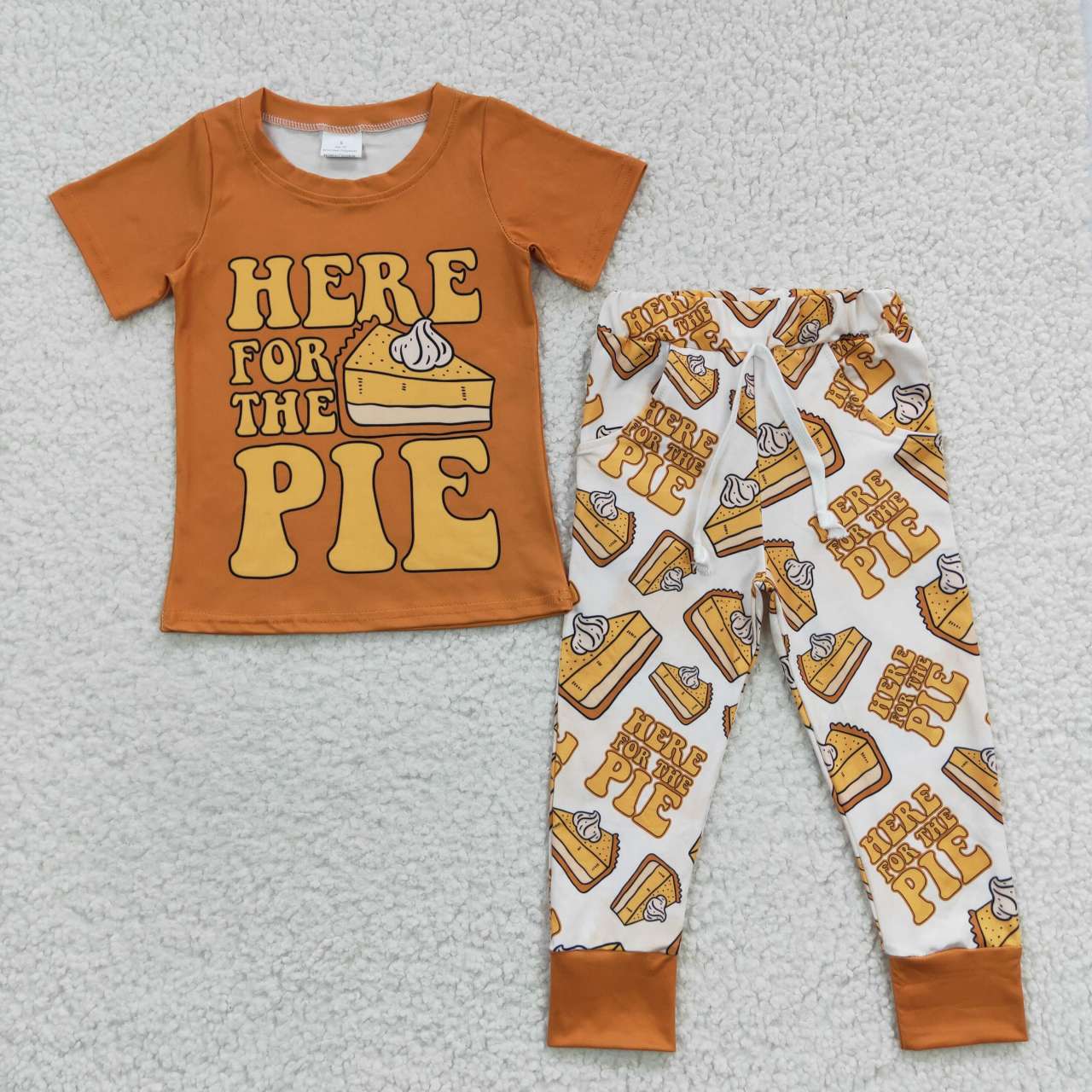 BSPO0118 Boys PIE Cake Brown Short Sleeve Pants Set