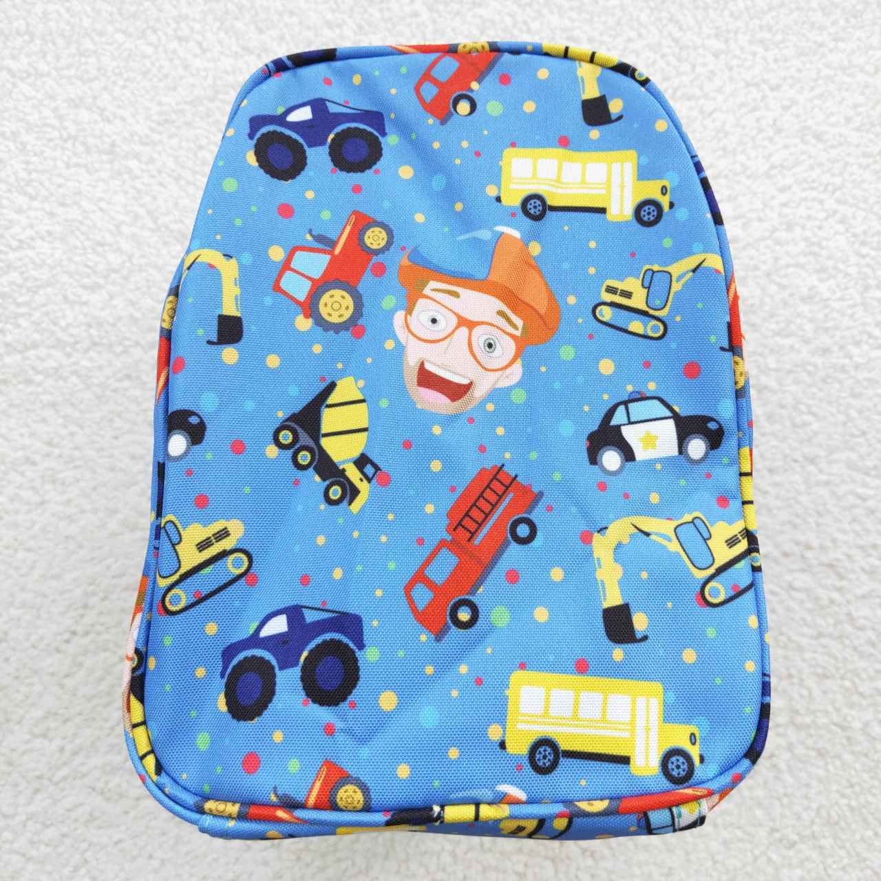 BA0129 blippi vehicle blue gym bag