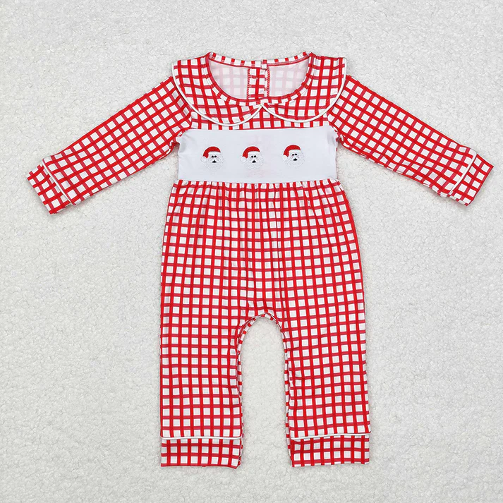 RTS NO MOQ Eta 5/7days Baby Girls Christmas Santa Rompers Dresses Clothes