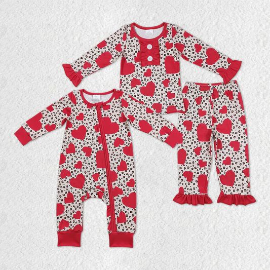 RTS NO MOQ Baby Girls Valentine love long-sleeved trousers suit & romper