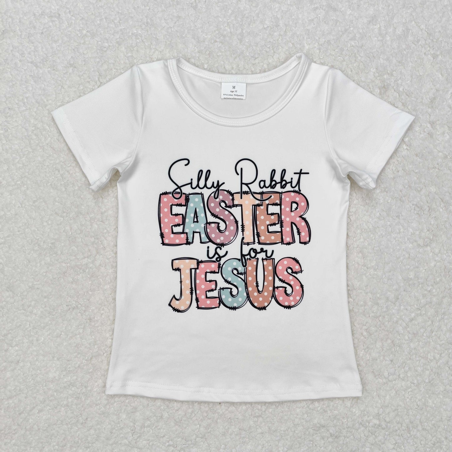 RTS NO MOQ ETA 5/7days arrived GT0898 Easter Jesus Letters Easter Short Sleeve Top