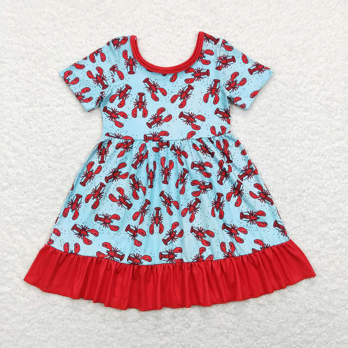 RTS NO MOQ Baby Girls Crawfish Rompers Dresses