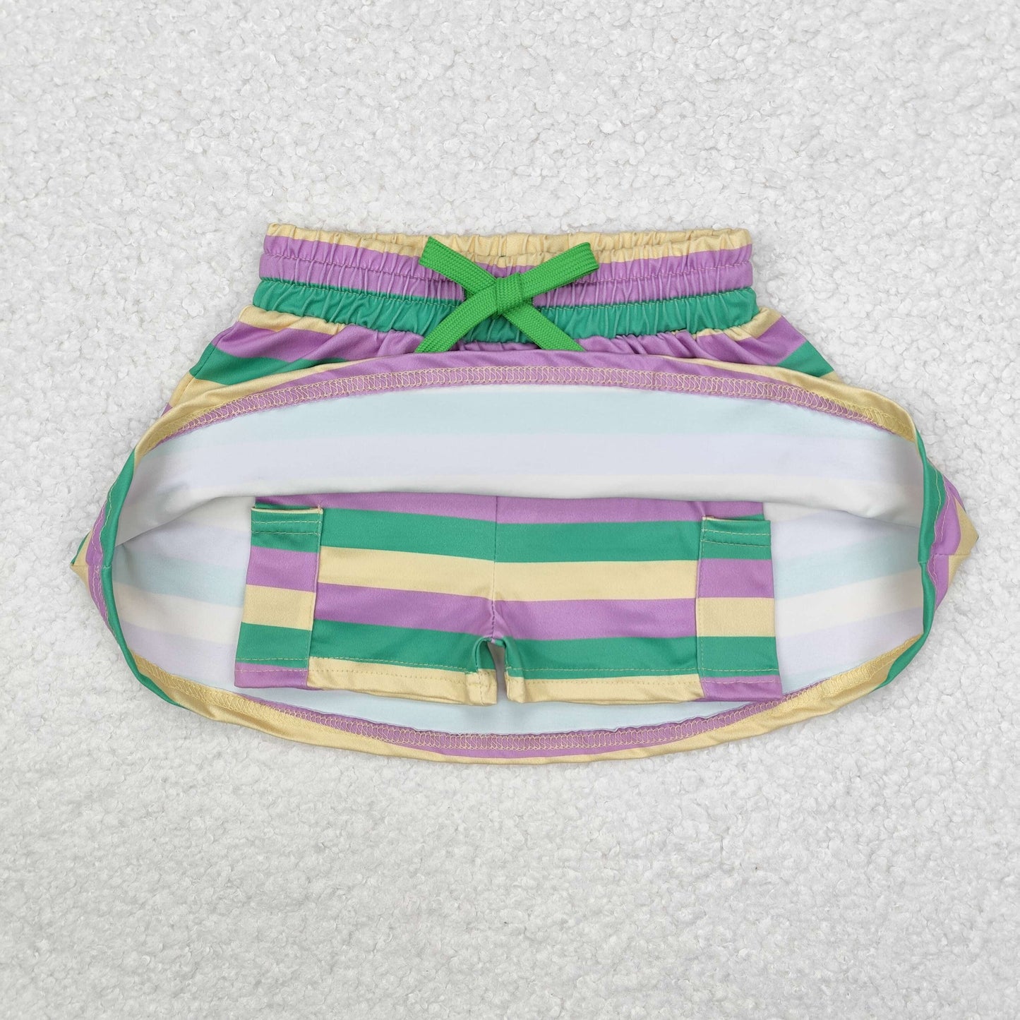 RTS NO MOQ ETA 5/7days Arrived GLK0037 Carnival yellow green purple color matching striped culottes skirt